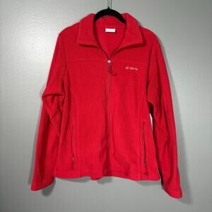 Columbia Women's Y2K Red Full Zip Fleece Jacket - Size Medium - Gorpcore Coat